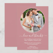 Moderne ronde foto Lijst Stusty Roos Wedding Bedankkaart (Voorkant / Achterkant)