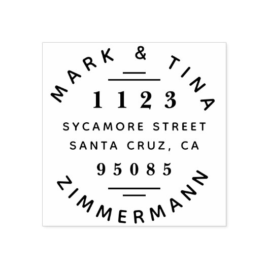 Moderne Ronde Gehuwd Koppel Naam Retouradres Rubberstempel (Afrduk)