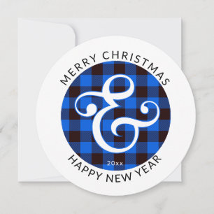 Moderne ronde, kerstmis Ampersand & Blue Pset Feestdagenkaart
