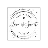 Moderne Ronde Liefde is Zoet Trouwfavoriet Rubberstempel (Afrduk)