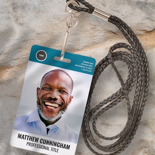 Moderne Ronde Logo werknemer Fotonaam streepjescod Badge