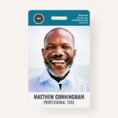 Moderne Ronde Logo werknemer Fotonaam streepjescod Badge (Voorkant)