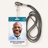 Moderne Ronde Logo werknemer Fotonaam streepjescod Badge (Voorkant met draagriem)