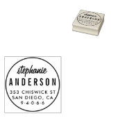 Moderne ronde minimalistische volledige naam retou rubberstempel (Gestempeld)