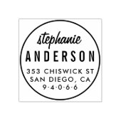 Moderne ronde minimalistische volledige naam retou rubberstempel (Afrduk)