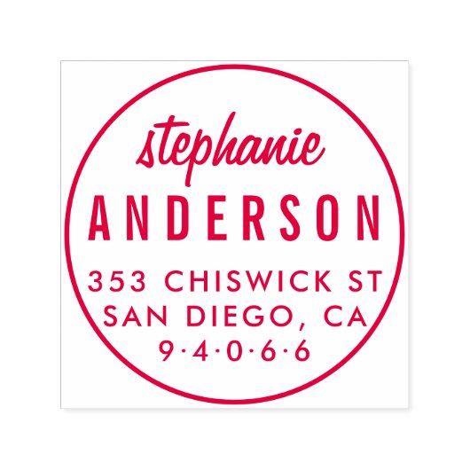 Moderne ronde minimalistische volledige naam retou  zelfinktende stempel (Design)