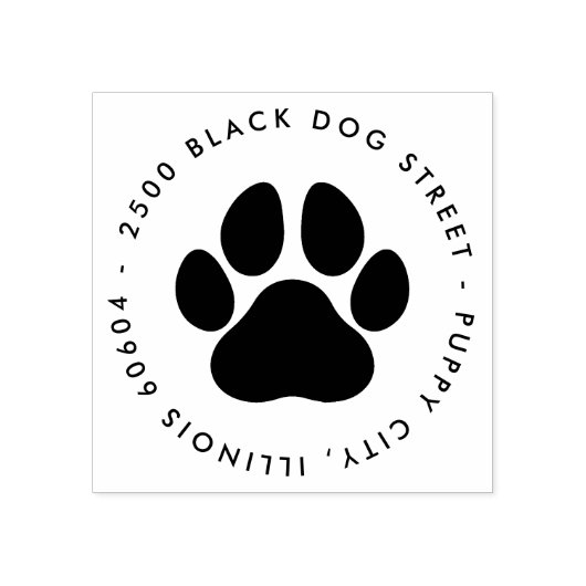 Moderne Ronde Pet Lover Paw Print Return-adres Rubberstempel (Afrduk)