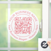Moderne Ronde QR Code Zakelijke Naam Perzik Roze Raamsticker (Huis)