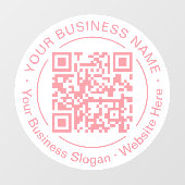 Moderne Ronde QR Code Zakelijke Naam Perzik Roze Raamsticker (Vel)