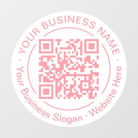 Moderne Ronde QR Code Zakelijke Naam Perzik Roze Raamsticker (Vel)