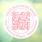 Moderne Ronde QR Code Zakelijke Naam Perzik Roze Raamsticker (Vel 3)