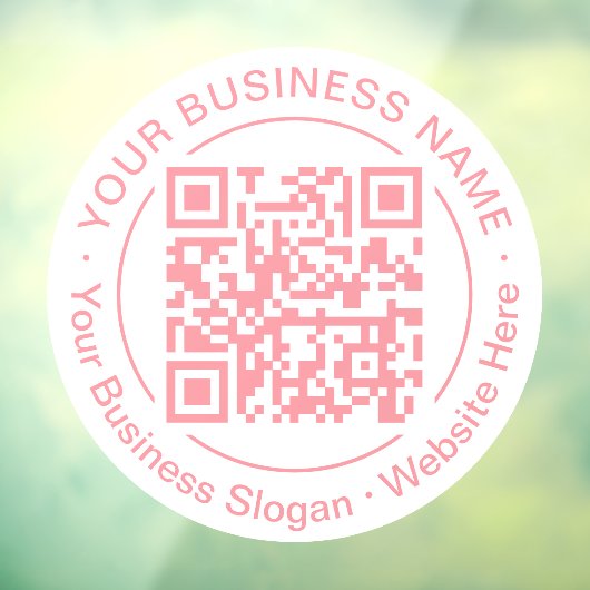 Moderne Ronde QR Code Zakelijke Naam Perzik Roze Raamsticker (Vel 3)