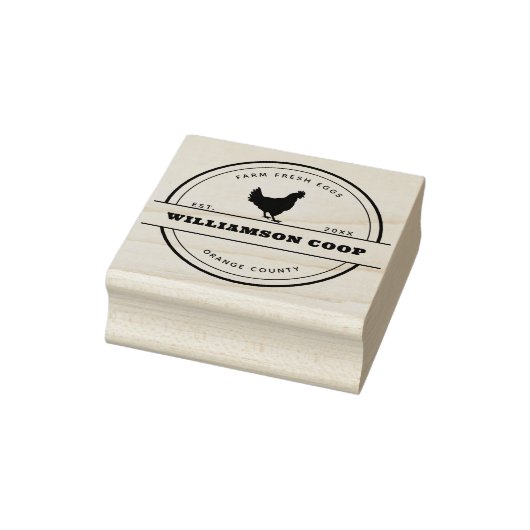 Moderne Ronde Rustieke Boerderij Ei Karton Rubberstempel (Stempel)