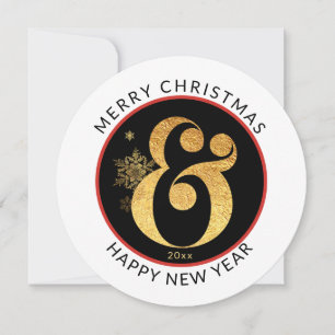 Moderne ronde, vrolijk kerstfeest, ampersand feestdagenkaart