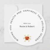 Moderne ronde, vrolijk kerstgebluste Poinsettia Feestdagenkaart (Achterkant)