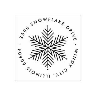 Moderne Ronde Winter Sneeuwvlok Vakantie Adres Rubberstempel