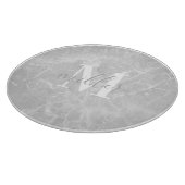 Moderne Ronde Witte Marmeren Monogram Glas Snijplank (Hoek)