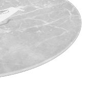 Moderne Ronde Witte Marmeren Monogram Glas Snijplank (Hoek)
