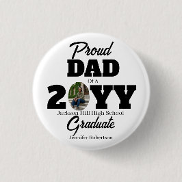 Moderne Ronde Witte Trotse Papa Afgestudeerde Button 3,2 Cm