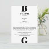 Moderne rondweg rond zwart-wit monogram programmakaart (Staand voorkant)