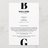 Moderne rondweg rond zwart-wit monogram programmakaart (Voorkant)