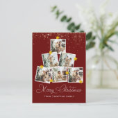 Moderne Rood 6 Kerstmis met foto's Briefkaart (Staand voorkant)