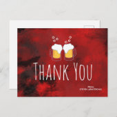 Moderne Rood Abstract met Bierpullen Bedankt Briefkaart (Voorkant / Achterkant)