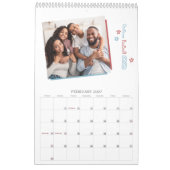Moderne Rood & Blauw Hand-getrokken Sterren Famili Kalender (Feb 2027)