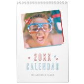 Moderne Rood & Blauw Hand-getrokken Sterren Famili Kalender (Hoes)