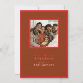 Moderne rood bruine Kerstmis Foto Groet Feestdagenkaart (Voorkant)