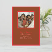 Moderne rood bruine Kerstmis Foto Groet Feestdagenkaart (Staand voorkant)