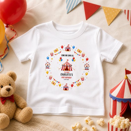 Moderne Rood Circus Ticket 1e Verjaardag | Elk Ges