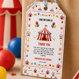 Moderne Rood Circus Ticket 1e Verjaardag | Elk Ges Cadeaulabel