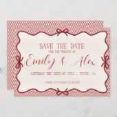moderne rood & crème save the date kaart (Voorkant / Achterkant)