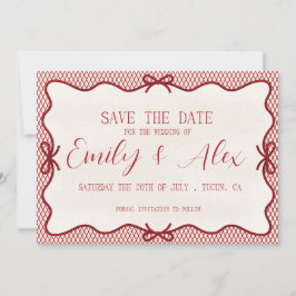 moderne rood & crème save the date  kaart