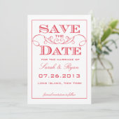 Moderne Rood Draai Save the Date Aankondiging (Staand voorkant)