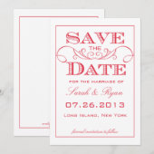 Moderne Rood Draai Save the Date Aankondiging (Voorkant / Achterkant)