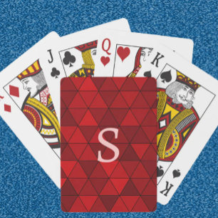 Moderne Rood Driehoeken Geometrisch Aangepast Mono Pokerkaarten