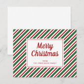 Moderne rood en groen gestreepte kerst briefkaart (Voorkant / Achterkant)