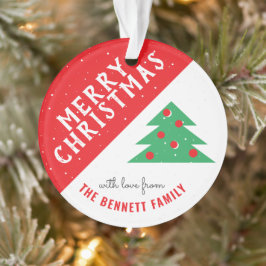 Moderne Rood en Groen Kerstboom Familie Feestdag Ornament