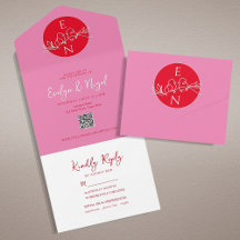 Moderne Rood en Roze Huwelijk