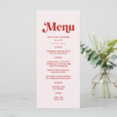 Moderne Rood en Roze Huwelijksthema Menu (Staand voorkant)
