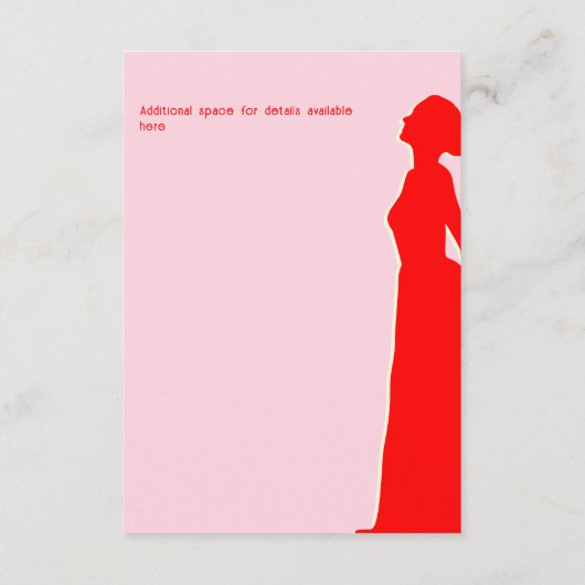 Moderne rood en roze vet details informatiekaartje (Achterkant)