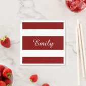 Moderne Rood En Wit Gestreepte Naam Servetten (Insitu)