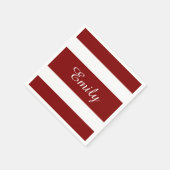 Moderne Rood En Wit Gestreepte Naam Servetten (Hoek)