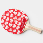 Moderne Rood en Wit Gevlekte Hart Valentijn Naam Tafeltennisbatje (Zijkant)