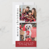 Moderne Rood en Wit Sneeuwvlok Foto Kerstmis Feestdagenkaart (Voorkant)