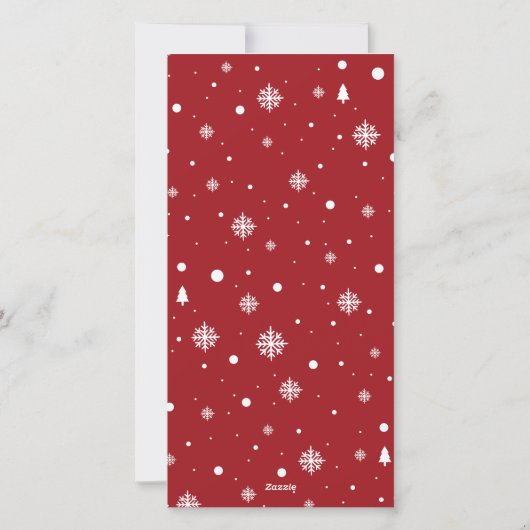 Moderne Rood en Wit Sneeuwvlok Foto Kerstmis Feestdagenkaart (Achterkant)