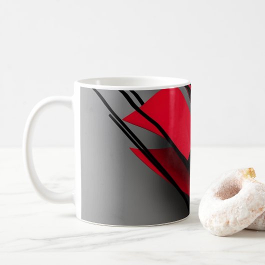 Moderne Rood en Zwart Abstracte Koffiemok (Met donut)