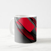 Moderne Rood en Zwart Abstracte Koffiemok (Voorkant links)